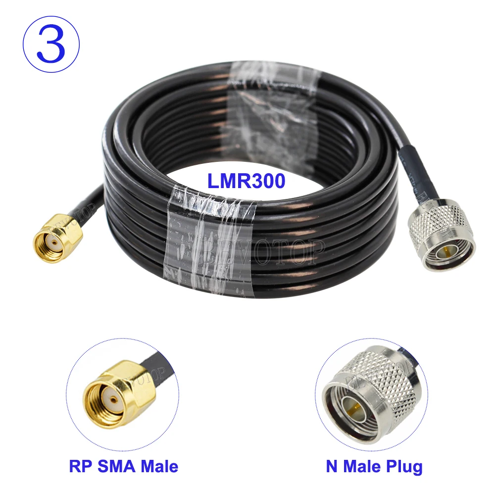 1PCS LMR-300 SMA Male Plug to N Male/Female Connector Black LMR300 50-5 Coaxial Cable RF Adapter Cable 50 Ohm Low Loss 15CM-30M