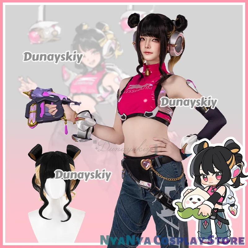 ゲームジュノコスプレリンケージガールグループ衣装ハロウィンパーティー甘い女性ジュノ制服かつら小道具アクセサリージュノセット