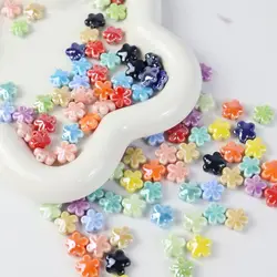 10pcs Handmade Craft Five-petaled Flower Bead Ceramic Fashion Ceramic Spacer Loose Beads DIY Accessories Fresh Color