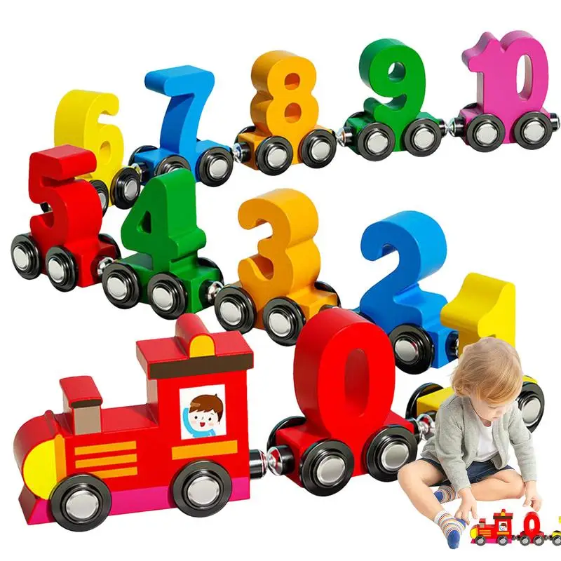 Magnetic Wooden Train Toy Trains For Toddler Educational Toys Wooden Train Set For Toddler Number Trains Learning ActivitiesFor