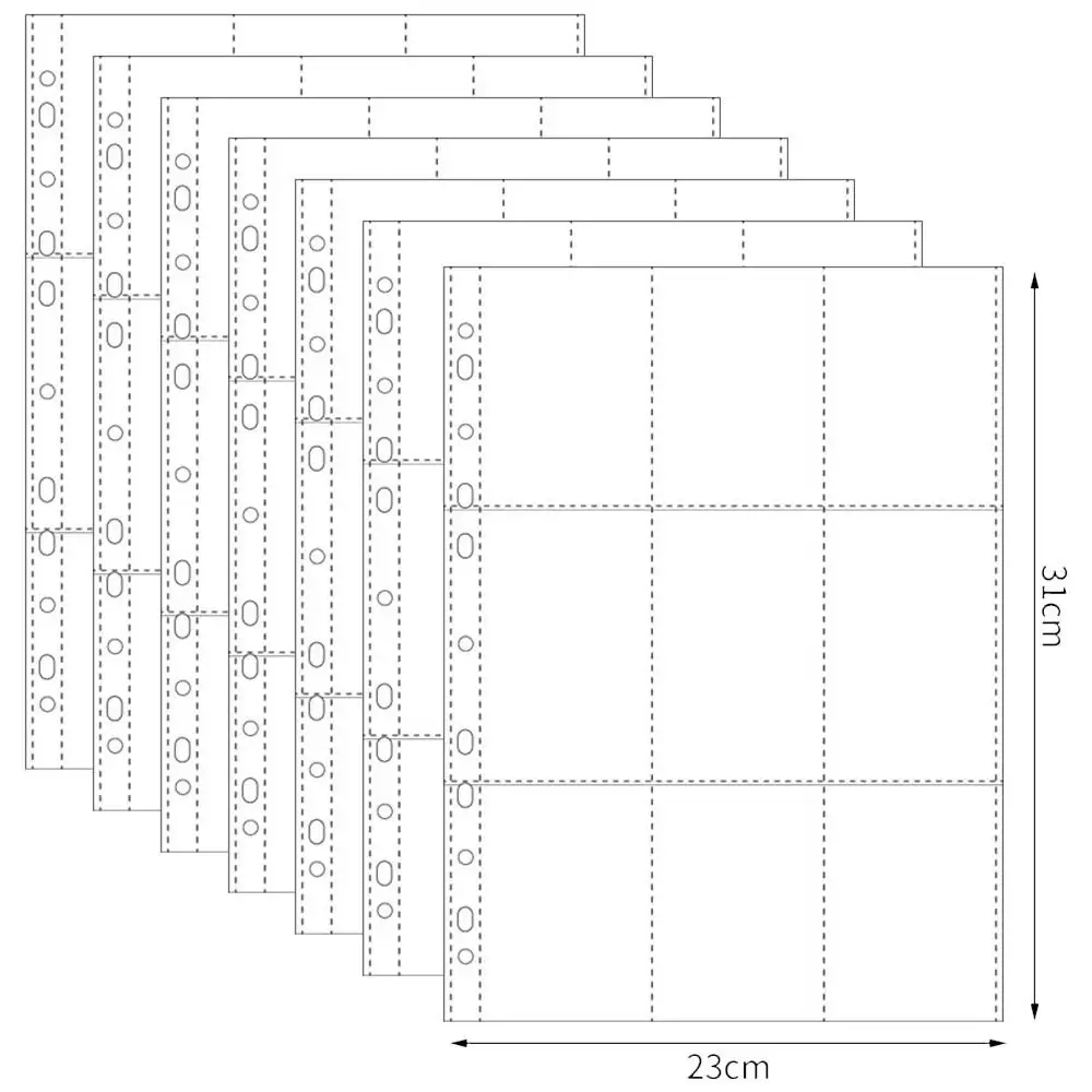 Nachfüllbare Klarsichthüllen für Fotoalben A4 Multi-Pocket-Kartenhüllen 11-Loch Innenseiten