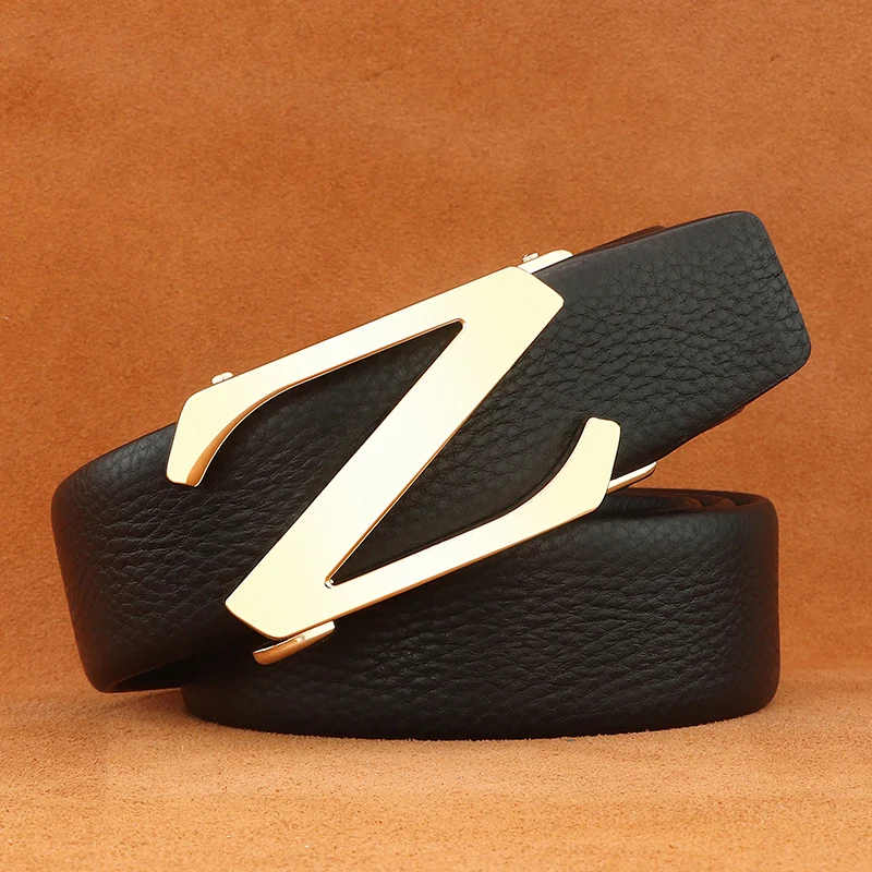 

Ltter Z Дизайнерские ремни с автоматической пряжкой Мужские высококачественные натуральная кожа с черной талией Str Модные формальные повседневные ремни Cintos Masculinos