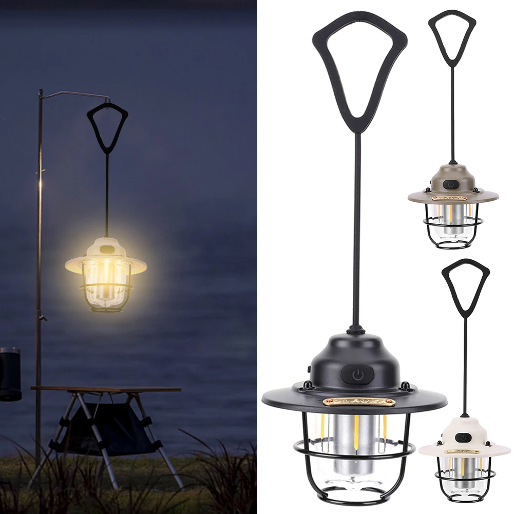 Camping Light 1200mAh LED Chandelier Light 2700K/6500K Mini Metal Chandelier IPX4 Waterproof Stepless Dimming for Fishing Hiking