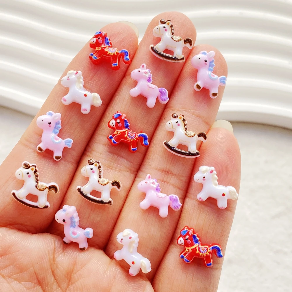 50 قطعة لطيف صغير الكرتون يونيكورن الحصان مسمار الفن السحر الإبداعية الملونة الراتنج مسمار الزينة DIY بها بنفسك دبوس الشعر الأظافر الحرف #6