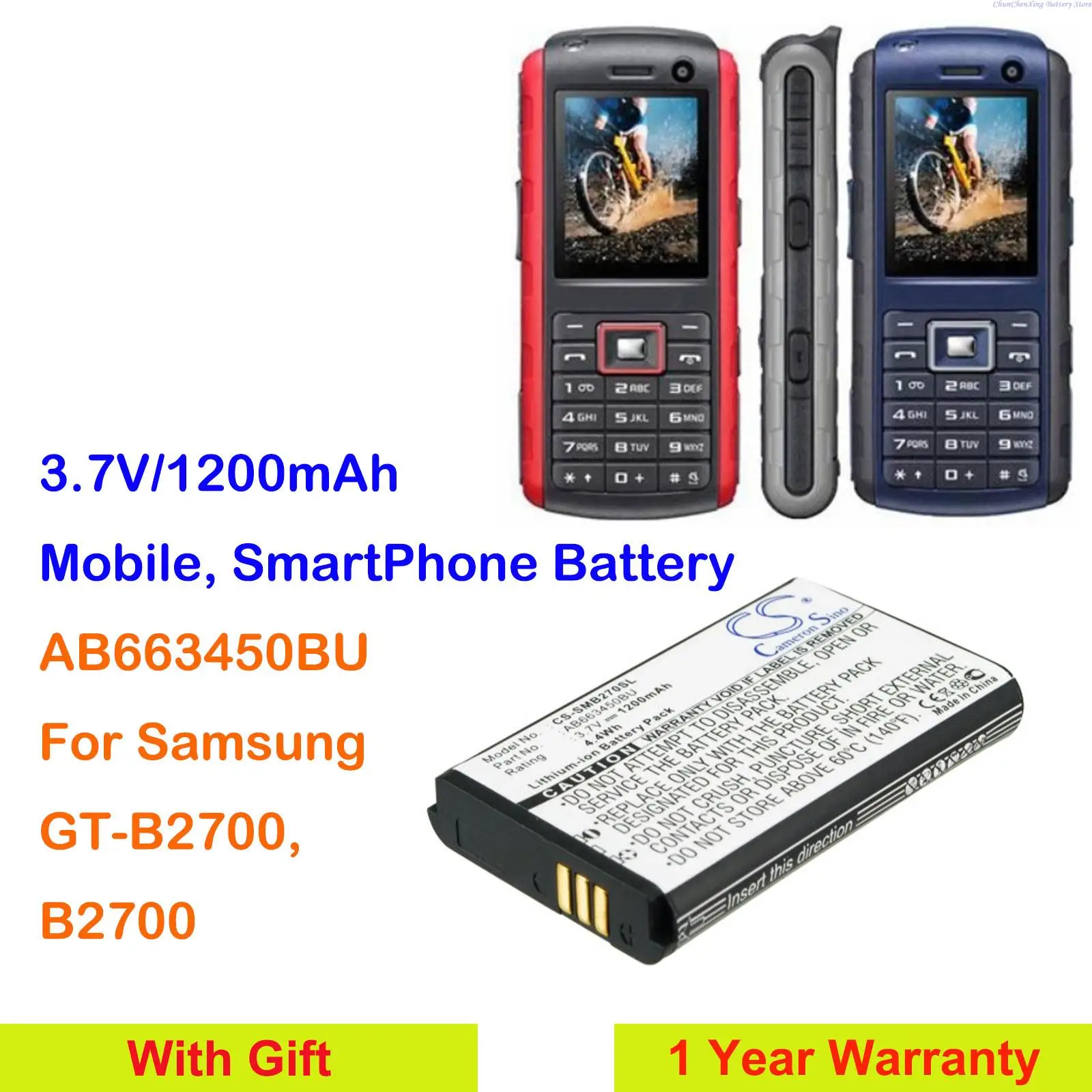  1200mAh Mobile, SmartPhone Battery AB663450BU for Samsung B2700, GT-B2700