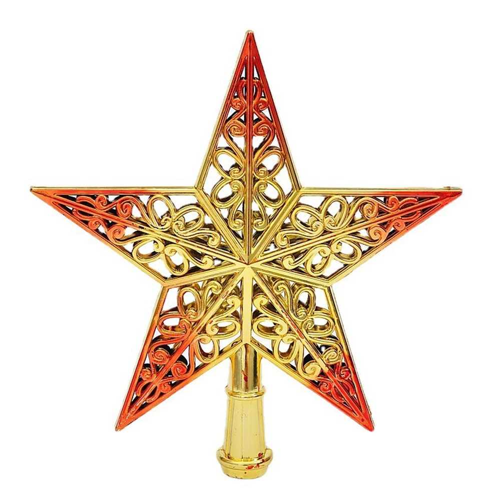 Estrella superior del árbol de Navidad de 20cm, adorno navideño de cinco estrellas, estrella superior del árbol, estrella superior dorada, adornos colgantes para árbol de Navidad