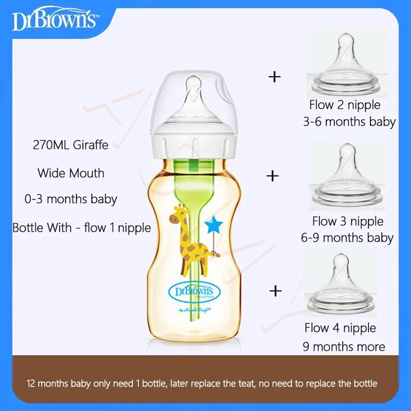 

Dr. Brown's milk bottle PPSU wide mouth 150ml/270ml baby anti-fall newborn anti-flatulence bottle,baby bottle