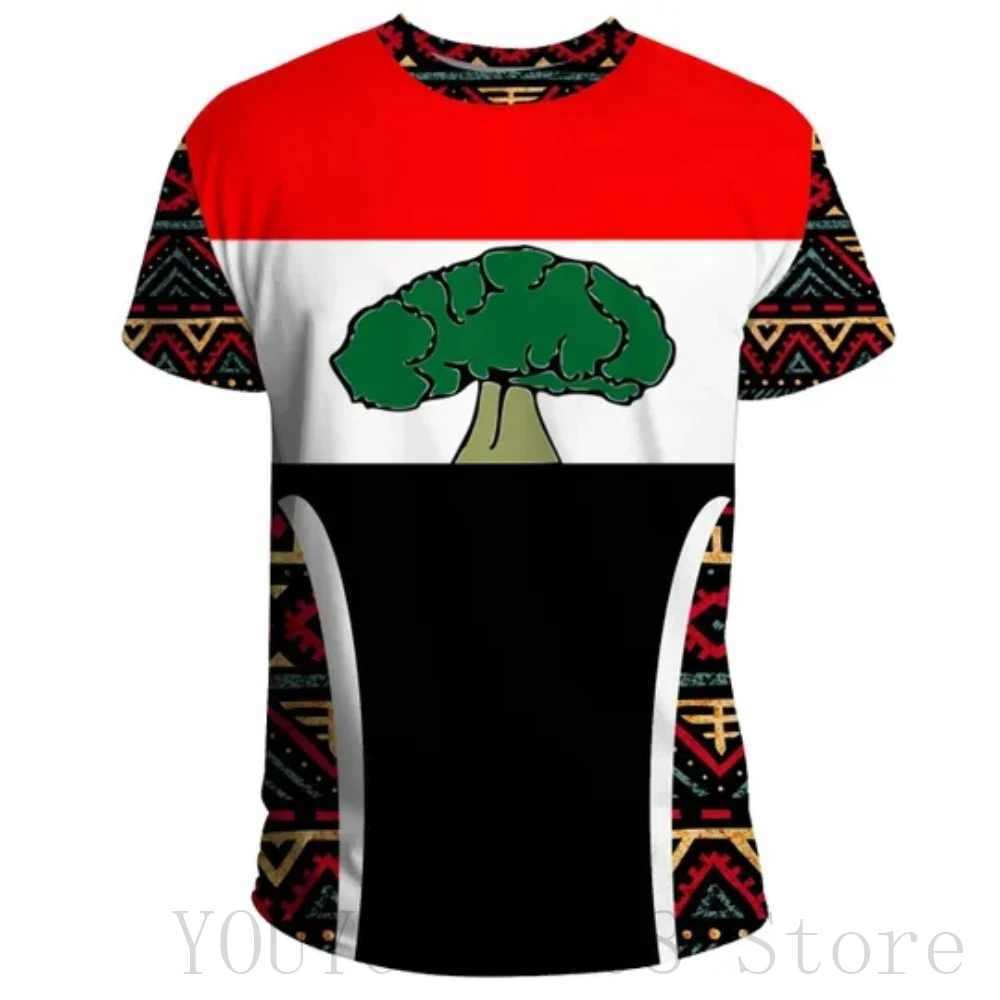 New Tigray Flag 3D Printing High Quality T-shirt Round Neck Men\'s Loose Casual T-shirt