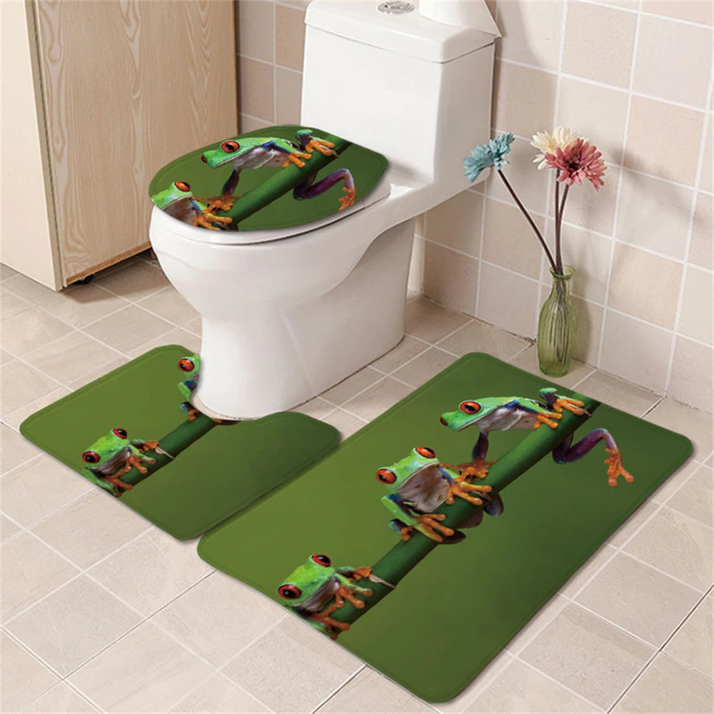 

Animal Frog Bathroom Three-piece Natural Jungle Animal Frog Bathroom Carpet Mat non-slip Absorbent