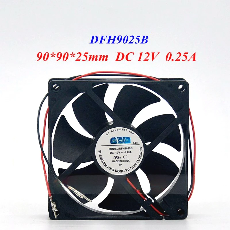 

(1pcs) DFH9025B 9025 12V 0.25A 2-wire cooling fan Size: 90x90x25mm Precision instrument cooling fan axial flow fan