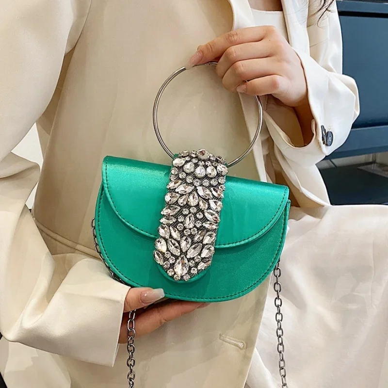 Hot 2024new Women Luxury Evening Bags Shiny Rhinestone Clutch Money Purses Fashion Shoulder Bag Handbag Wedding Party Dinner Bag