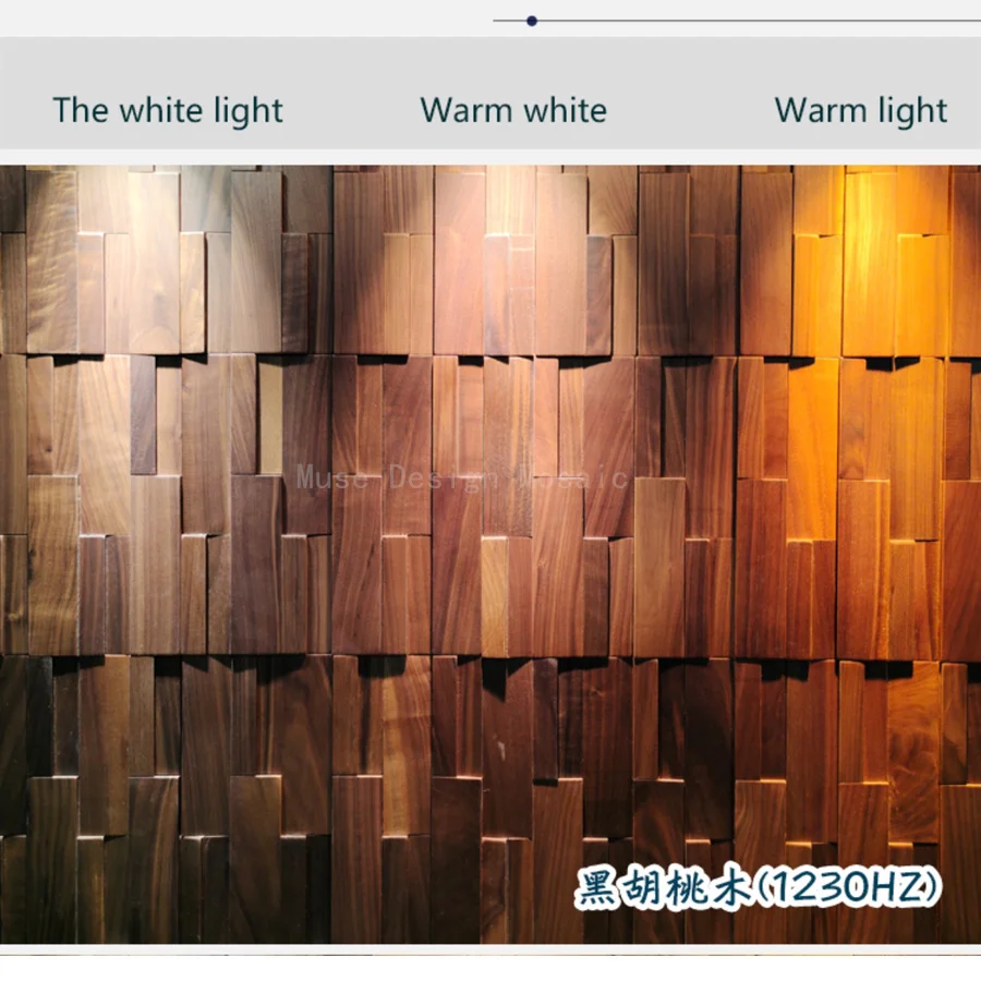 3D Self-Adhesive Natural Black Walnut Wood Mosaic Tile ,Art Wooden Wall Panel For Home/Office Decor Wall Tile, 30x30cm