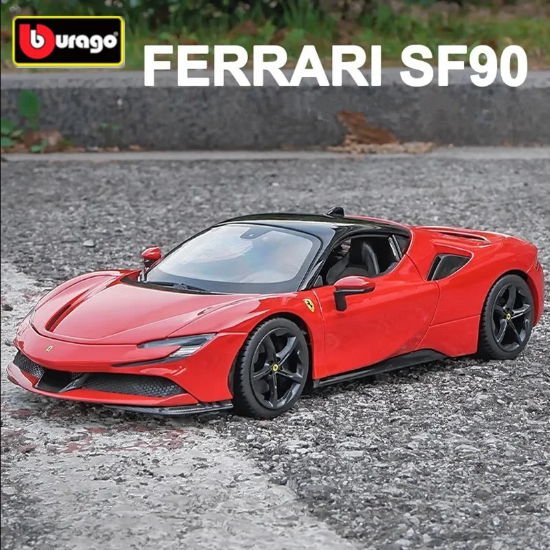 Bburago 1:24 Ferrari SF90 Alloy Sports Car Model Diecast Metal Racing Vehicle Car Model Collection Simulation Childrens Toy Gift