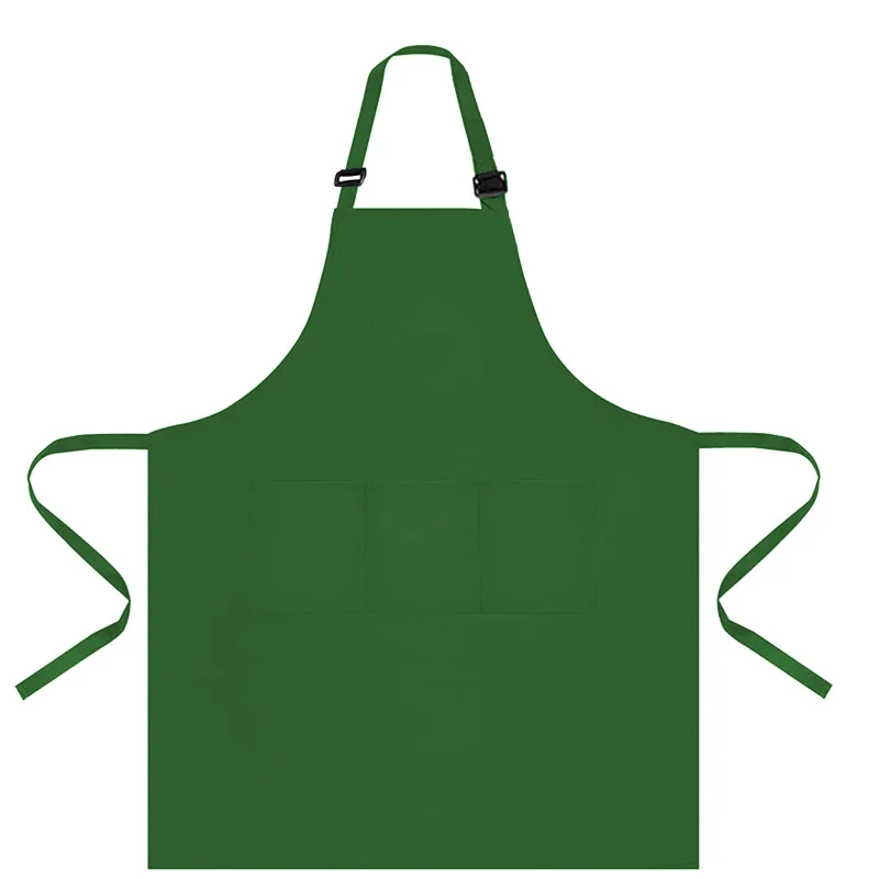 Custom Printed Logo Solid Color Pocket Design Apron Men's and Women's Simple Kitchen Baking Lace-Up Overalls