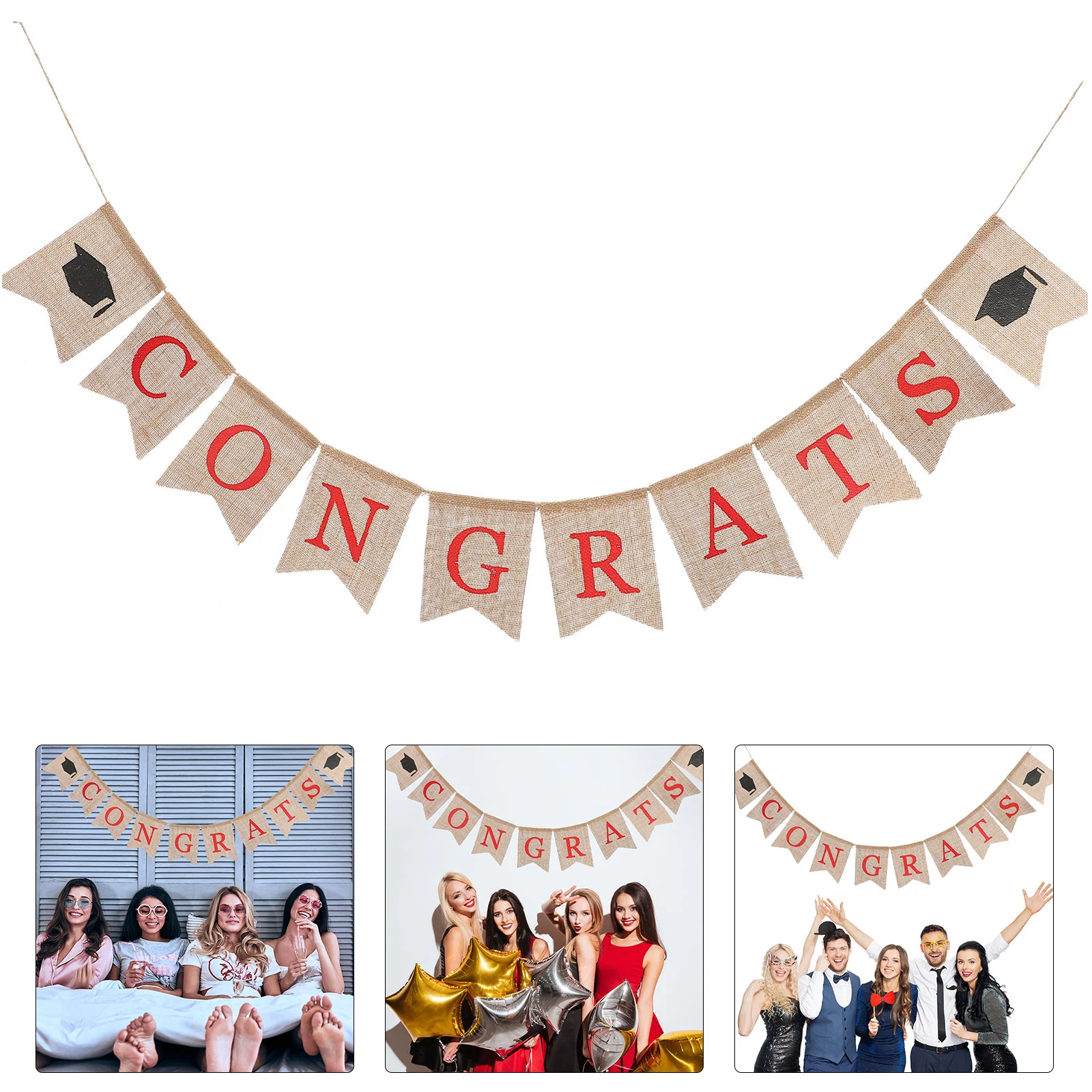 

Congratulations Graduation Party Hanging Flag Decoration Banner Independence Day Congrats Flowers Garland for