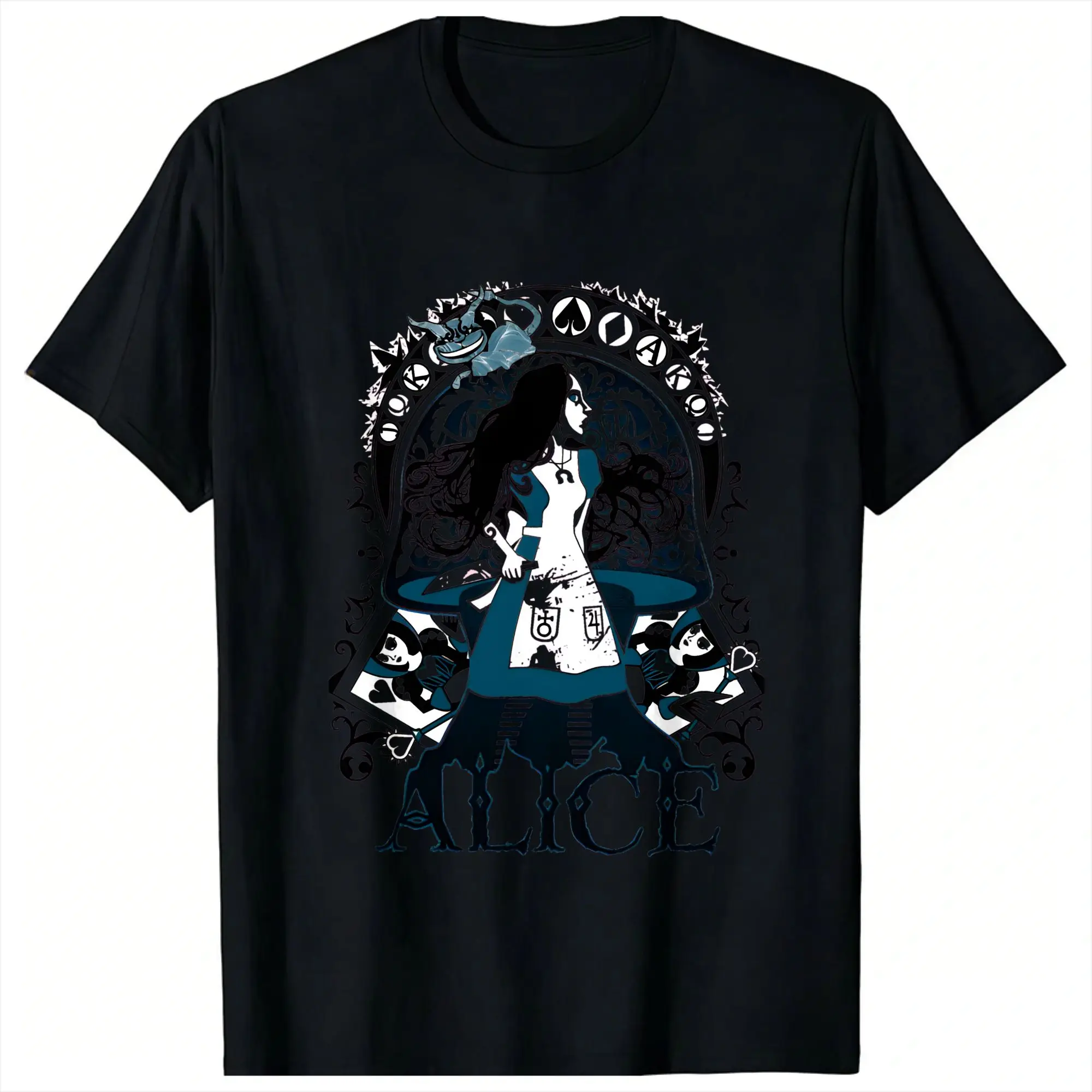 Game A-Alice Madness Returns T Shirts Men Cotton Unique T-Shirt Crewneck Pure Madness Tee Shirt Short Sleeve Clothes Original