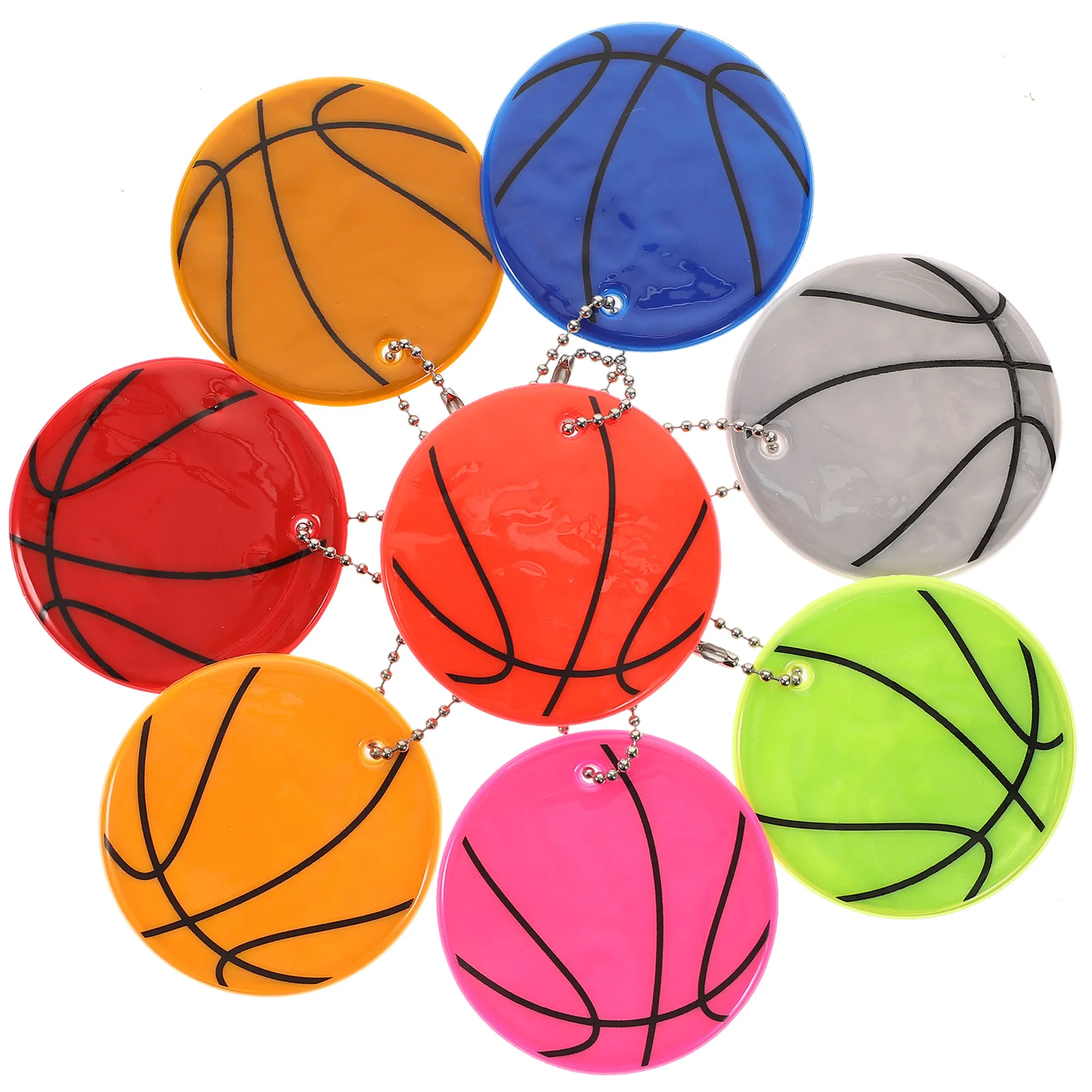 

8pcs Super Bright Reflective Pendant Keychain Warning Safety Reflectors For Backpacks Jackets Bags Purses Night Sports Party