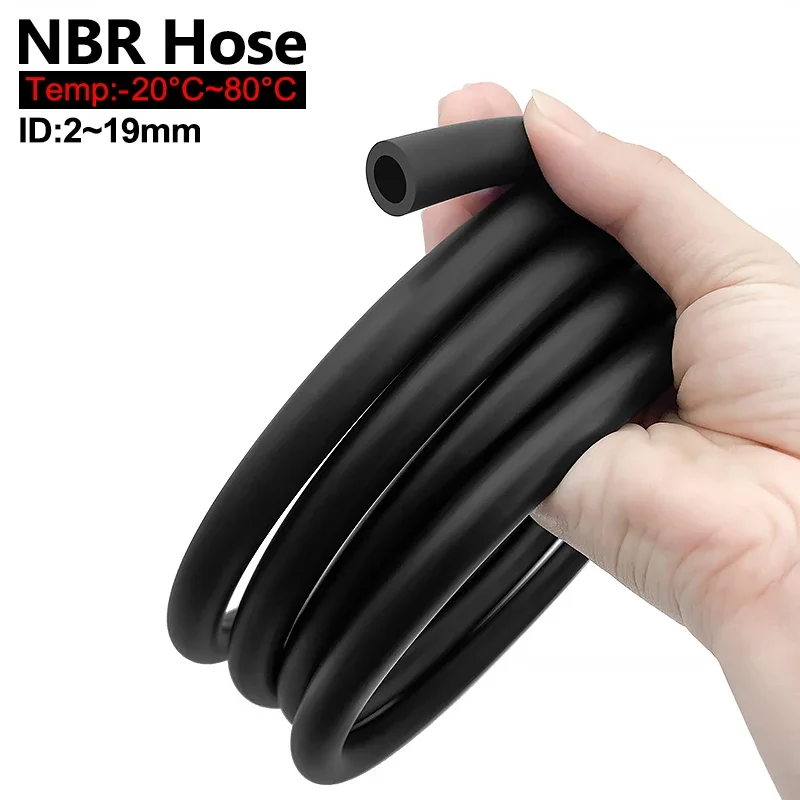 ID2/3/4/5/6/7/8/9/10/14/18mm 2M Black NBR Fitting Flexible Tubing Oil Resistant Fuel HoseTube Petrol Diesel Pipe