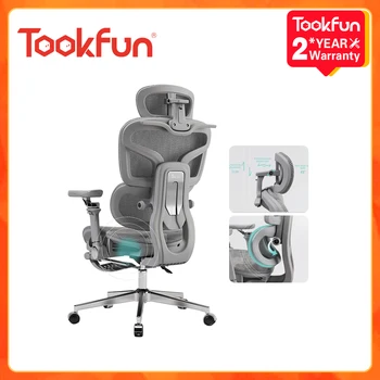Tookfun كرسي مريح كرسي مكتب كمبيوتر ألعاب مقعد التكيف الخصر مسند الظهر قابل للتعديل 5 سنتيمتر 8D مسند الذراع 135 °   ربط الرفاهية