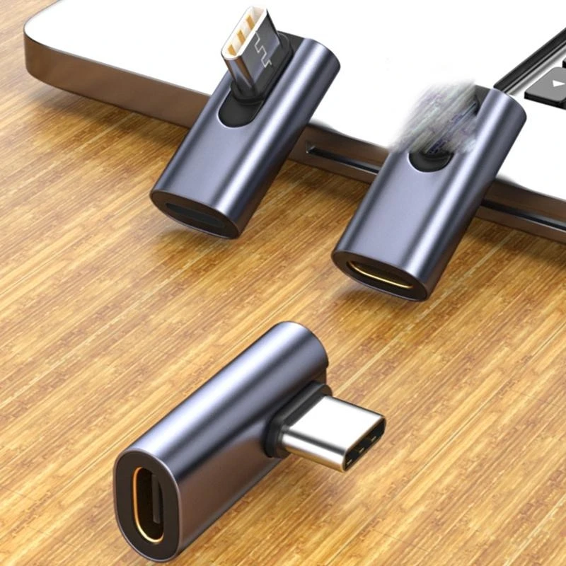 90 องศาประเภท C ชายถึงตัวต่อหญิงสนับสนุน USB C 3.1 การถ่ายโอนข้อมูลค่าใช้จ่าย