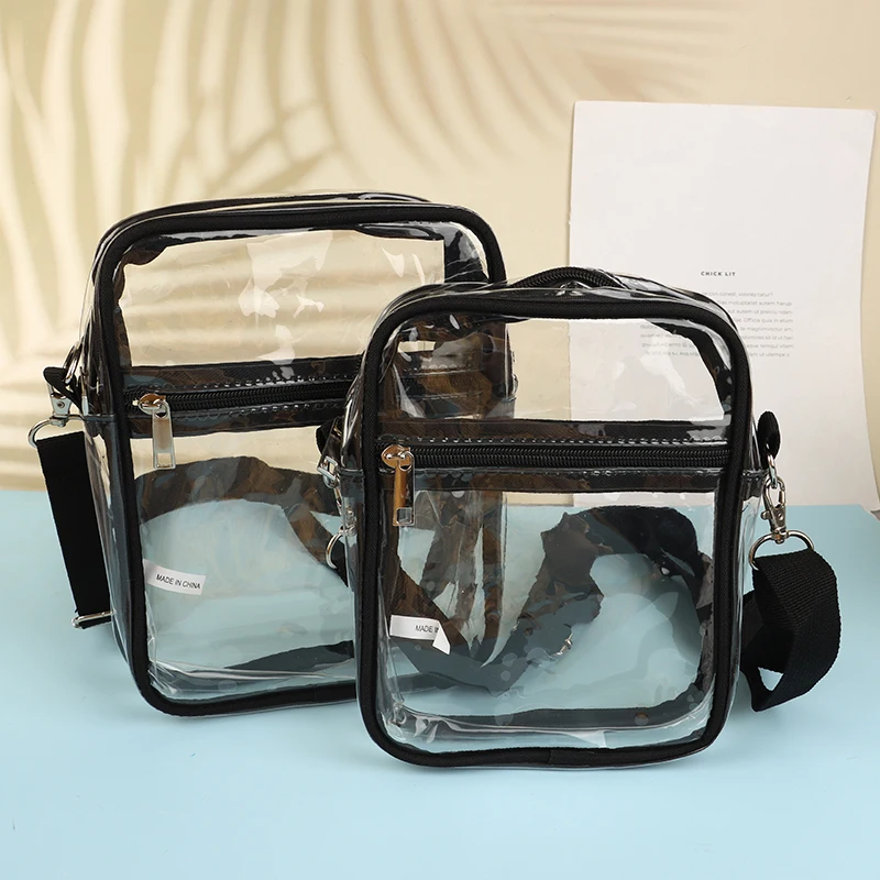 

Women Clear Shoulder Bag Stadium Approved PVC Concert Transparent Purse Simple Crossbody Bag With Front Pocket Casual Handbag ﻿
