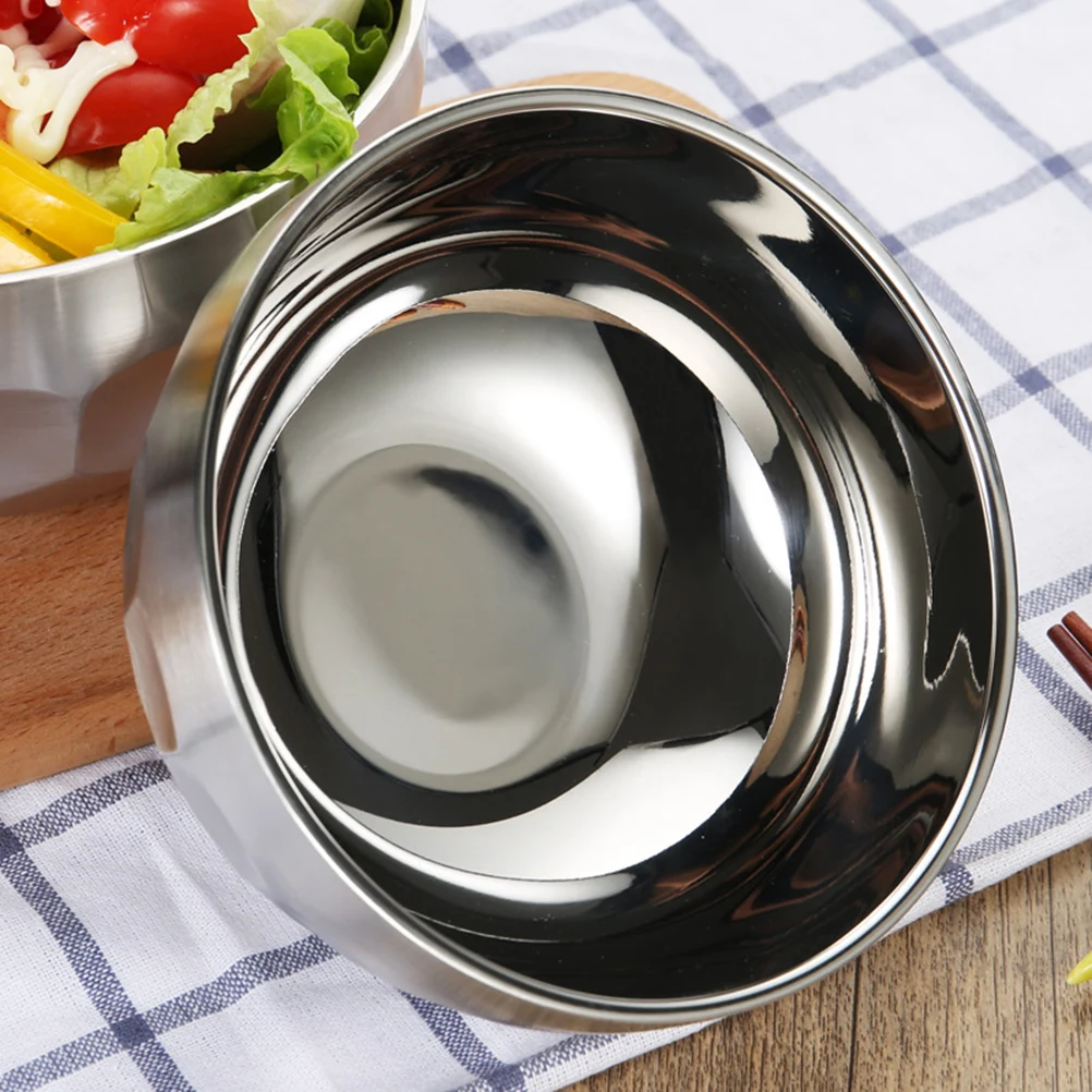 

304 Stainless Salad Bowl Steel Cutlery Comfortable Silver Tableware Child