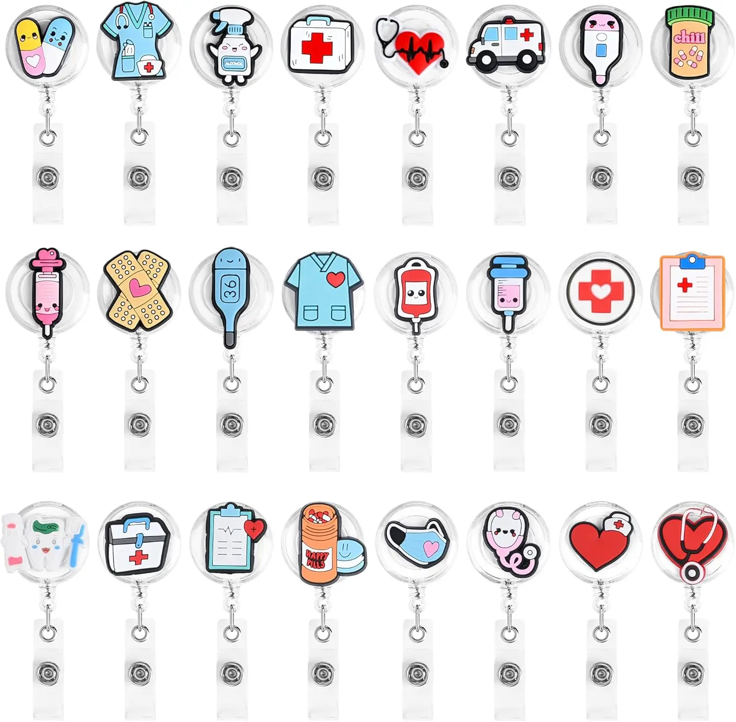 Medical Badge Reel, Retractable Nursing ID Badge Holders Nurse Accessories For Doctor Medical Health Hospital Office Worker Gift