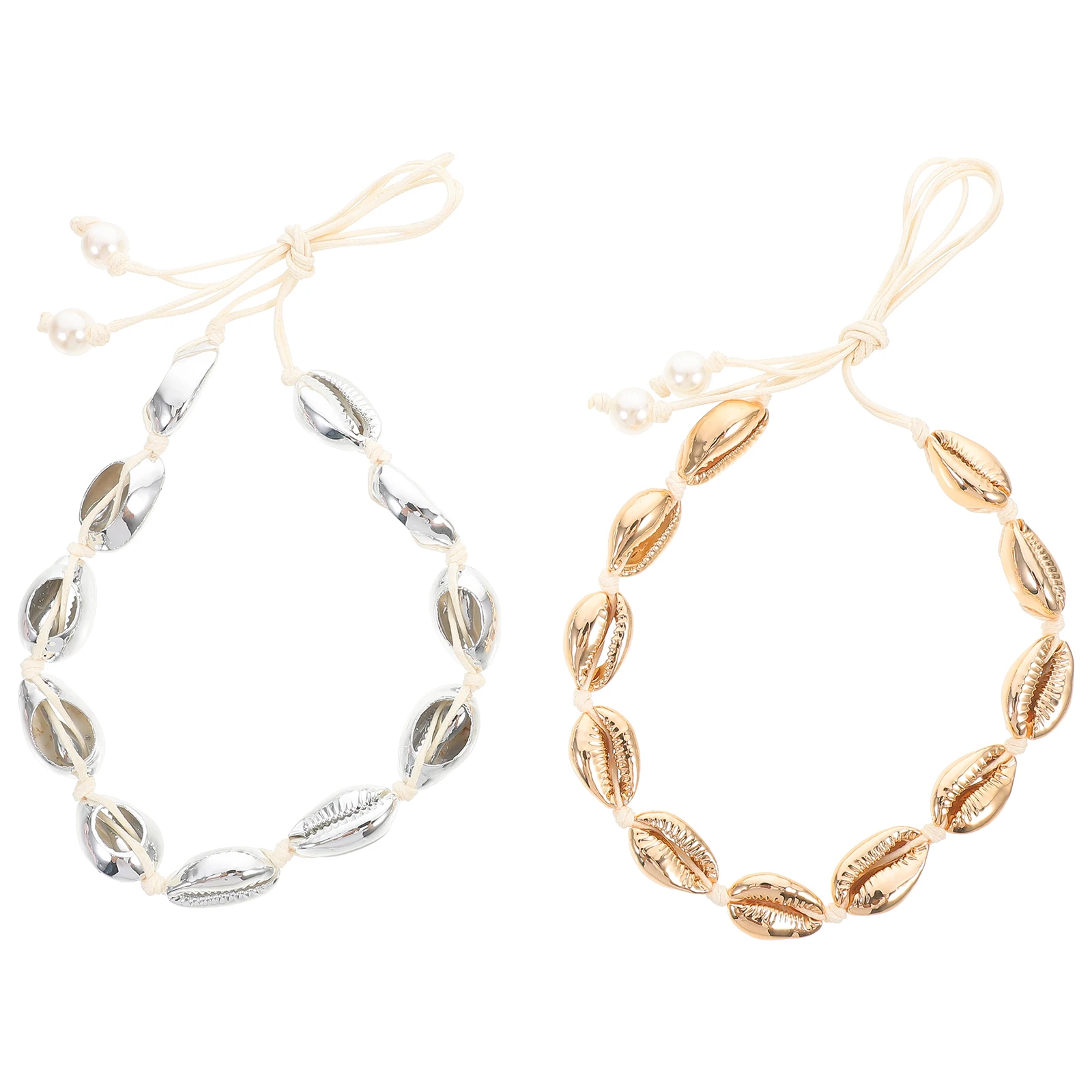 

2Pcs Shell Shell Necklace Women Alloy Chain Choker Elegant Fashion Unique Gift Daily Wear Party Prom Beach Jewelry