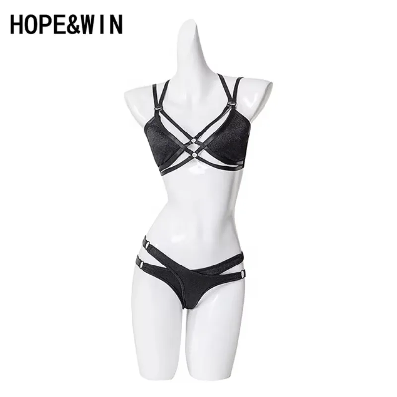 Hot Sale Stargazer Set Black Shiny Material Adjustable-straps Top With Low-waist Short Pole Dance Wear