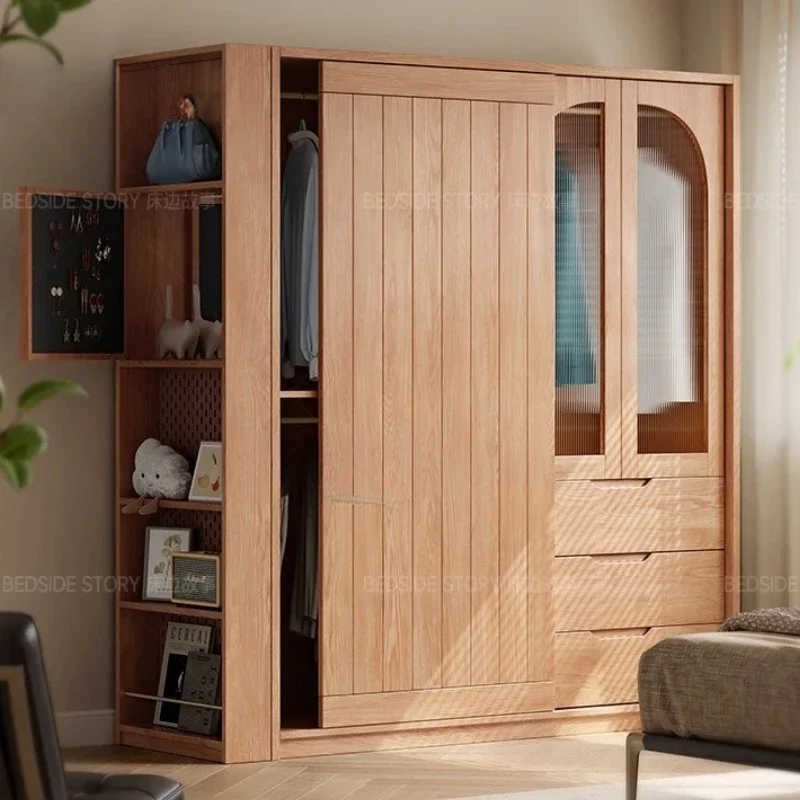 

Wood Quality Wardrobe Light Luxury Minimalist Nordic Modular Put Together Wardrobe Clothes Organizer Bedroom Muebles Furniture