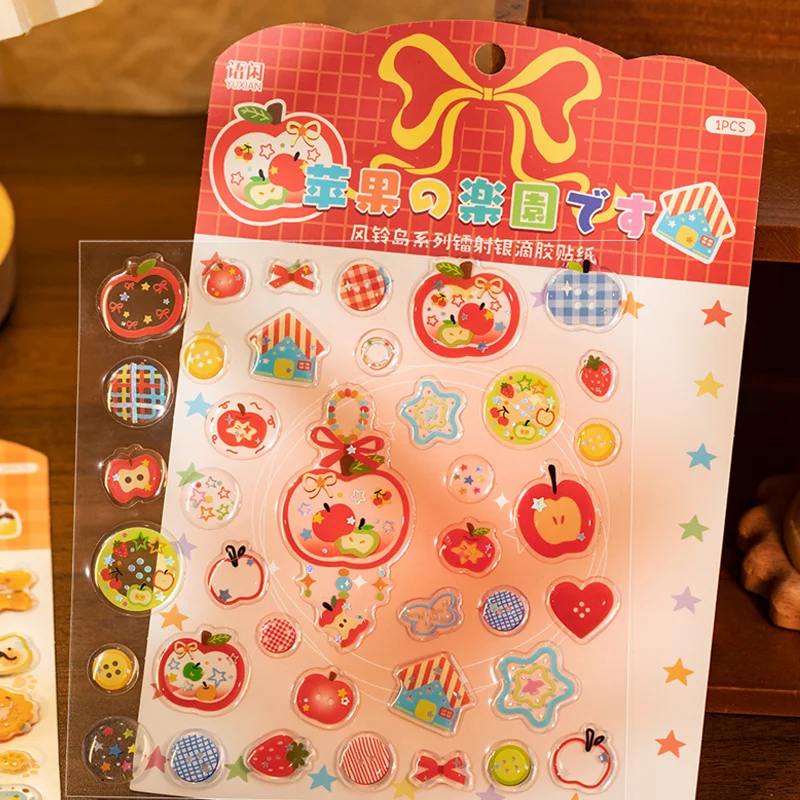 Laser Silver Resin Drop Sticker Sheet Planner Decor Sticker Journal Collage Card Frame Phone Case Mug Card Holder, Mr. Paper
