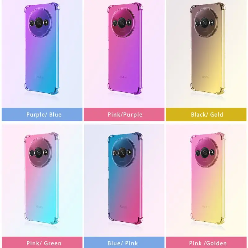 Gradient Airbag TPU Case for Xiaomi Redmi A3 4G Protective Shockproof Cover Fundas Coque Capa