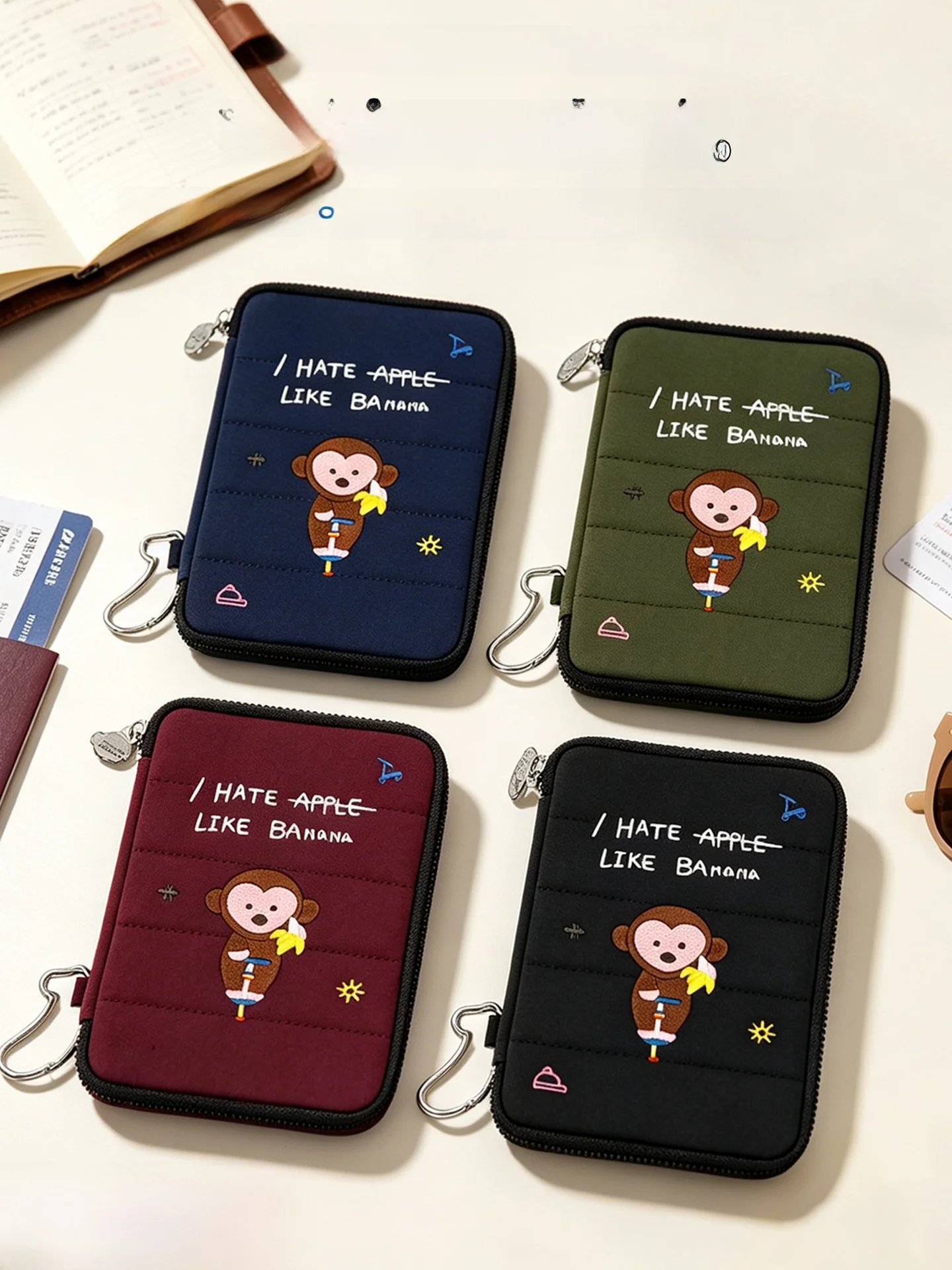 sac-de-voyage-pour-passeport-et-documents-de-voyage-internationaux-avec-compartiments-multiples-pour-argent-et-autres-effets-personnels-motif-adorables-singes-et-frere-sac-de-rangement-unisexe-pour-l'organisation-de-vos-voyages