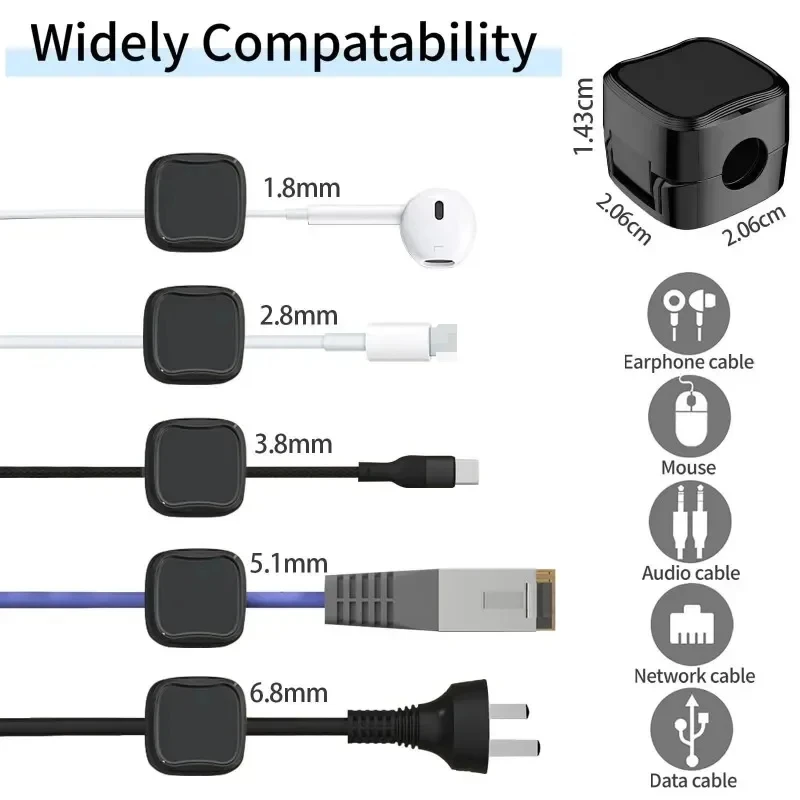 6PCS Magnetic Cable Clips Cable Smooth Adjustable Cord Holder Cable Organizer Holder Under Desk Cable Management - view 6