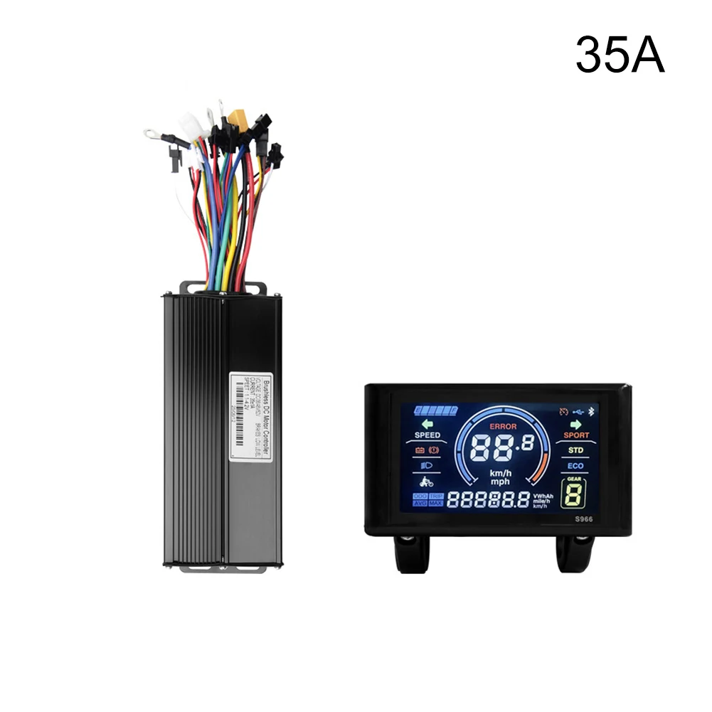 

20A 35A Sine Wave Controller Kit for Ebike with S966 Color Screen Compatible with 24V 36V 48V Motor Systems and Sensors