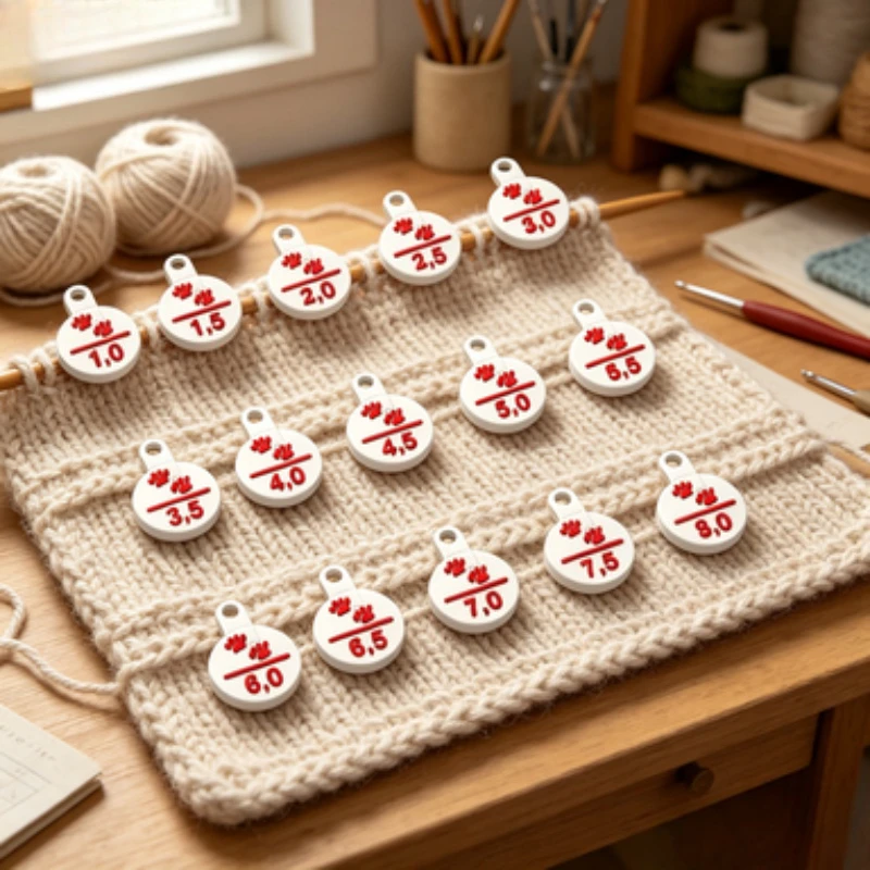 15Pcs Round Knitting Stitch Markers,White Base with 3D Red Paw Print Numbered Crochet Sewing Row Marker for Hand Knitting Crafts