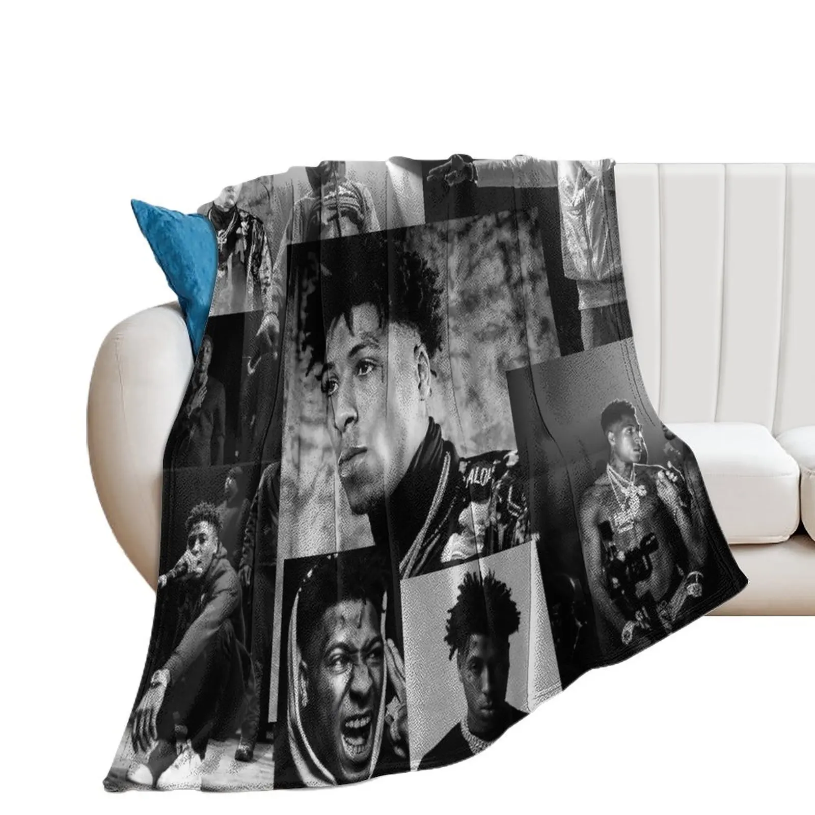 Youngboy | B&W Never Broke Again Collage Throw Blanket for winter Extra Large Throw blankets ands Soft Plush Plaid Blankets