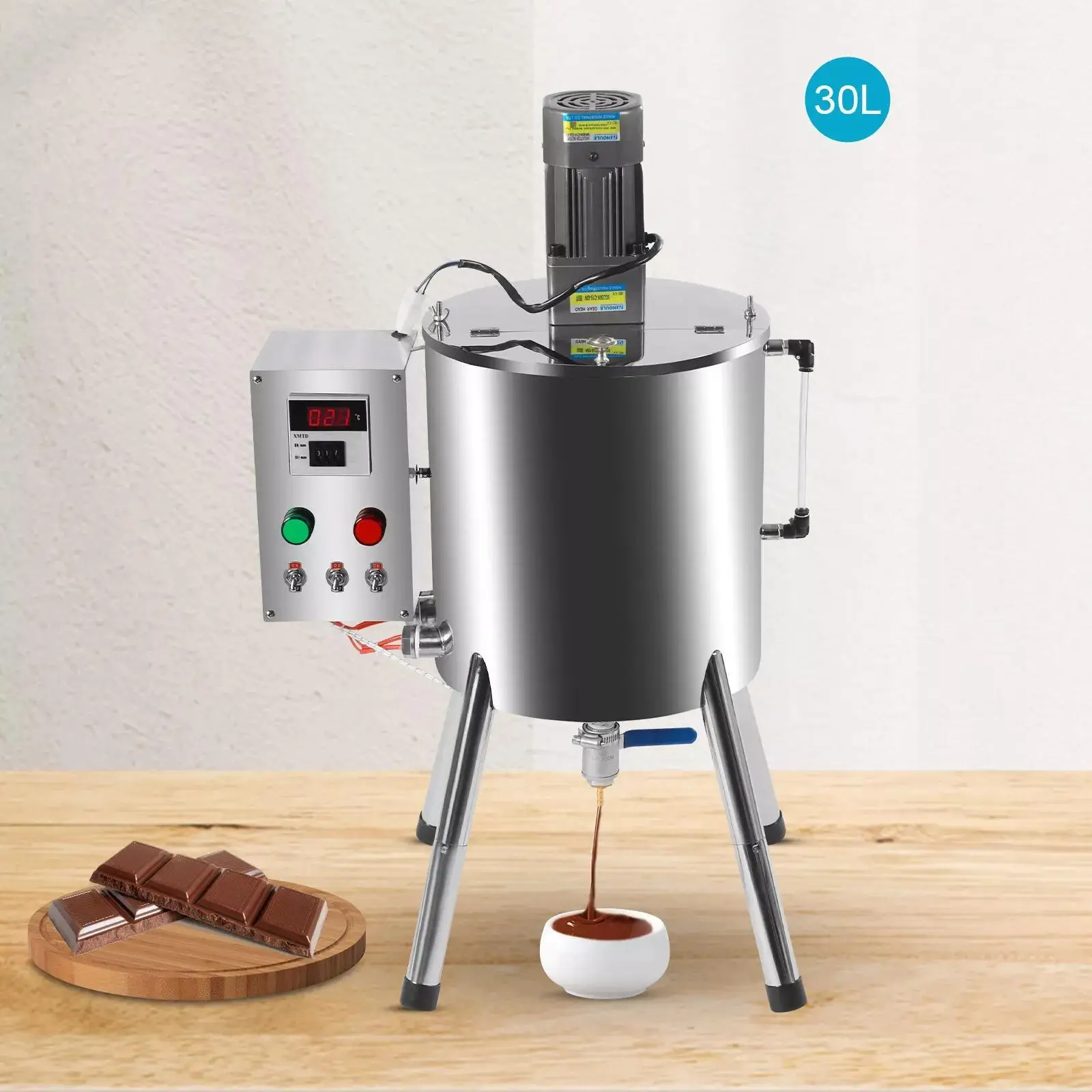 30L Cosmetic Filling Machine - Sanitary Stainless Steel Cream/Paste Filler w/ Mixing System