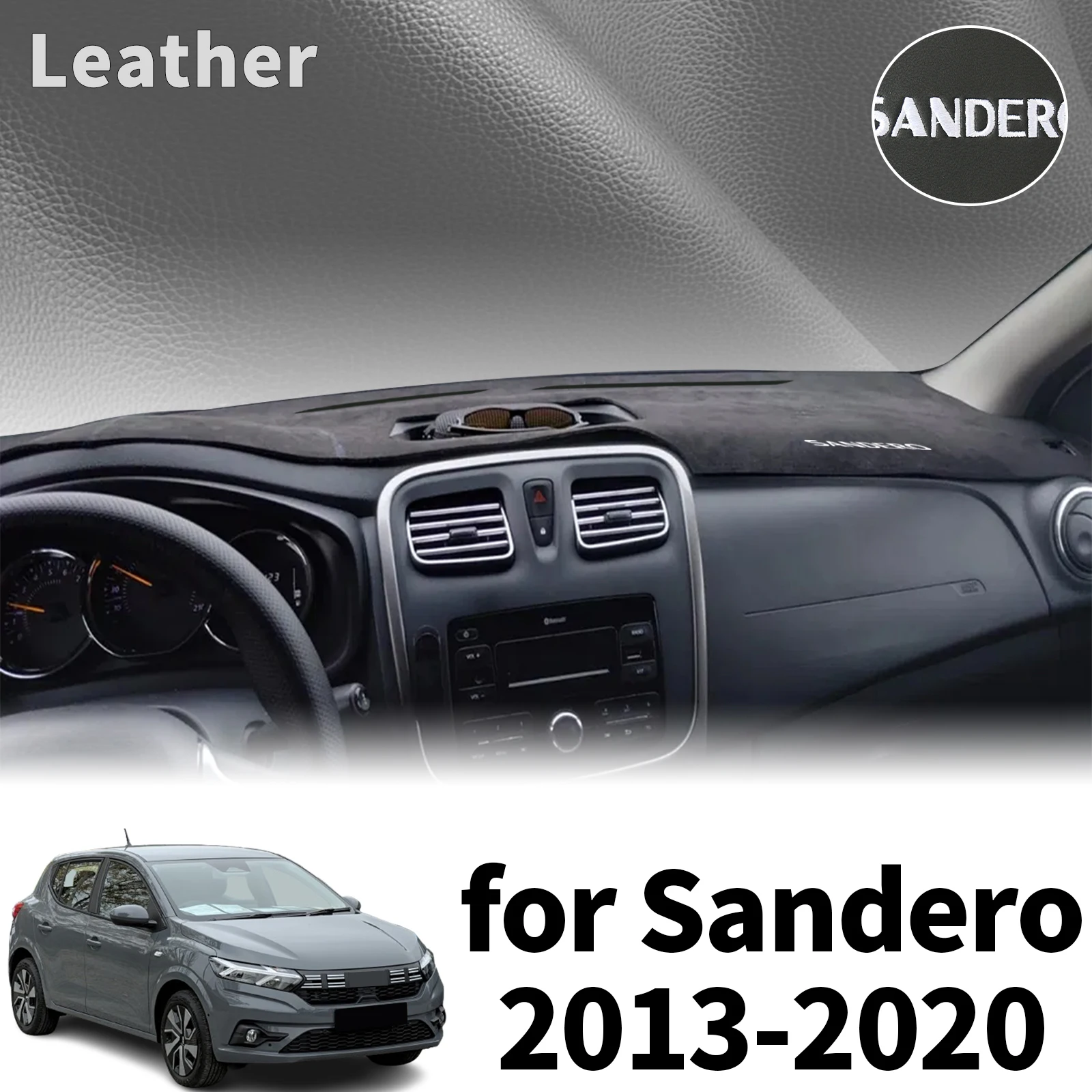 for Dacia Renault Sandero 2020-2013 Stepway II 2 RS LHD Leather DashMat Sunshade Dashmat Dashboard Cover Pad Protective Carpet