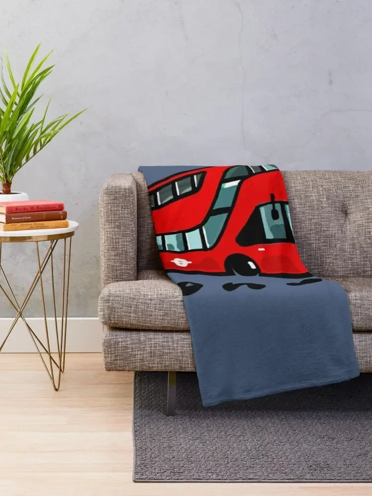 London red bus double decker Throw Blanket Soft Plush Plaid cosplay anime Blankets