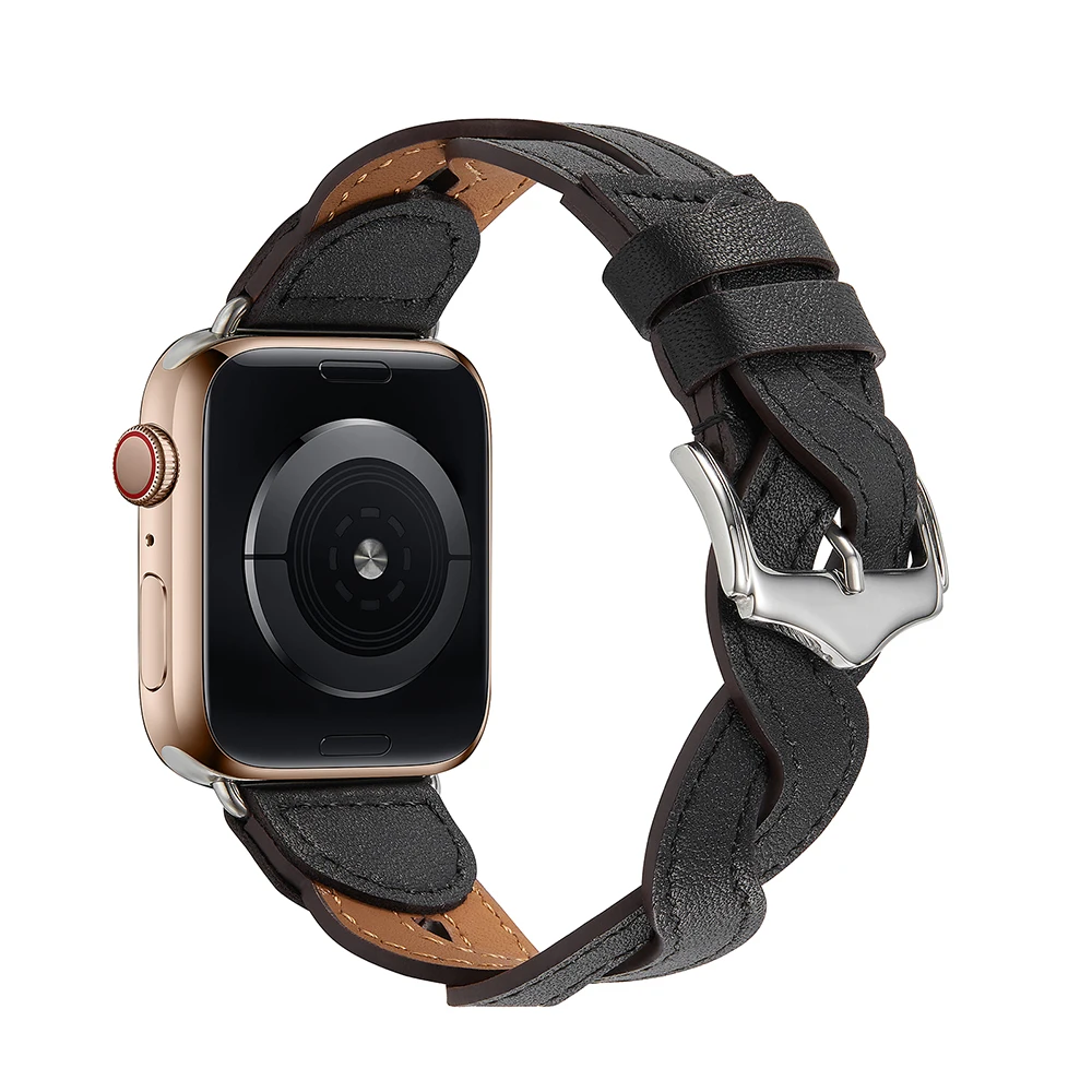 Premium Leather Strap for Apple Watch Band 44mm 40mm 45mm 41mm 42mm 38mm 49mm Bracelet for iWatch Series Ultra 8 7 6 5 3 SE Belt