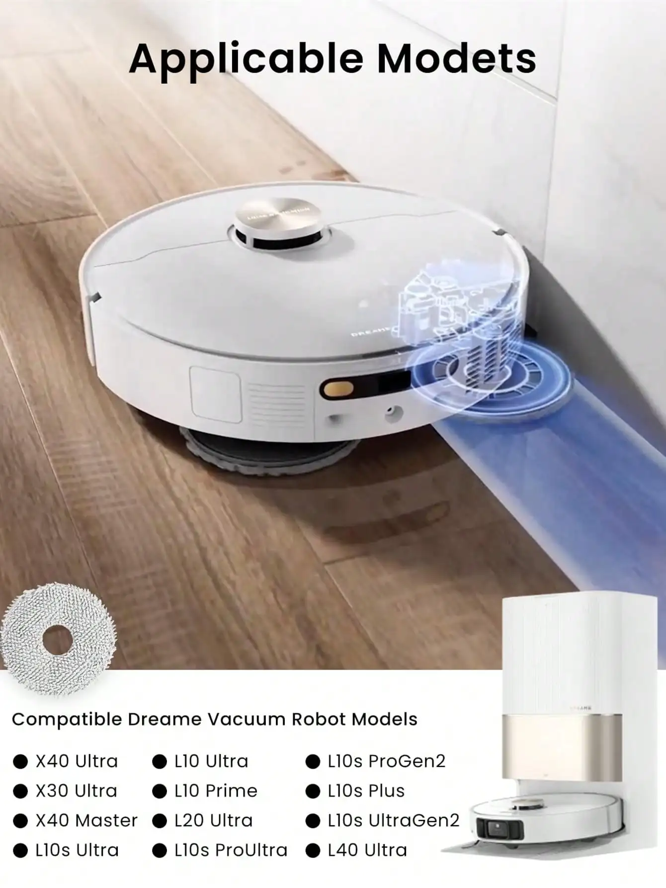 ممسحة قماش لشاومي روبوت فراغ X20 + / X20 Plus X10 + X10 Plus أجزاء لـ Dreame Bot L10s Pro L10s Ultra S10 / S10 Pro L20 Ult