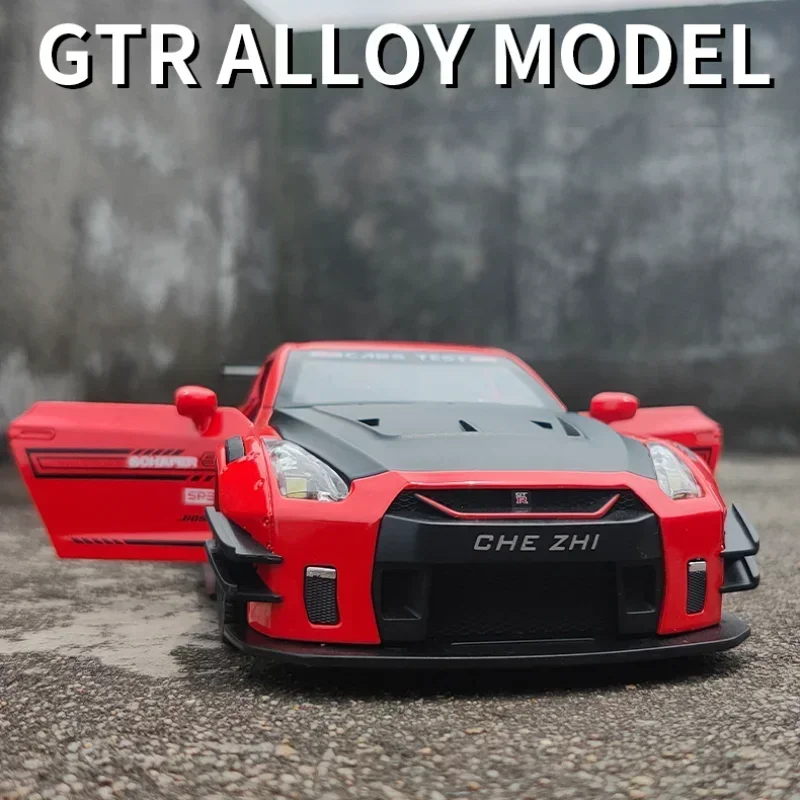 1:24 GTR R35 合金モデル おもちゃ ダイキャストカー ドア開閉 ミニチュアモデル プルバック式 子供向け コレクションギフト