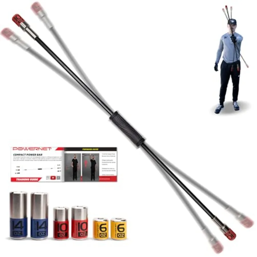 

Компактный силовой тренажер Power Bar с утяжеленной трубкой и сменными весами для силовых тренировок, реабилитации плеч, разминки для бейсбола