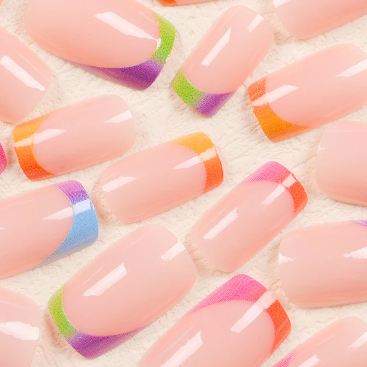 Parche de uñas francesas dobles de Color fresco Simple, cuadrado medio, 24