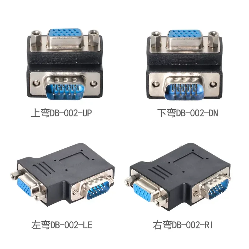 for RGB VGA Monitor Right Angle DB15 Male to Female 90 Degree Elbow Adapter Double Row RS232 Male to Female RS485 Converter