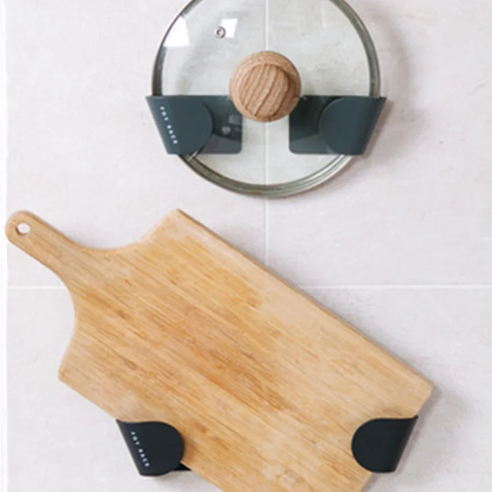 2pc/set Wall Mounted Pot Lid Holder Pot Cover Hang on The Wall for Kitchen Space Saving Kitchen Storage Shelf