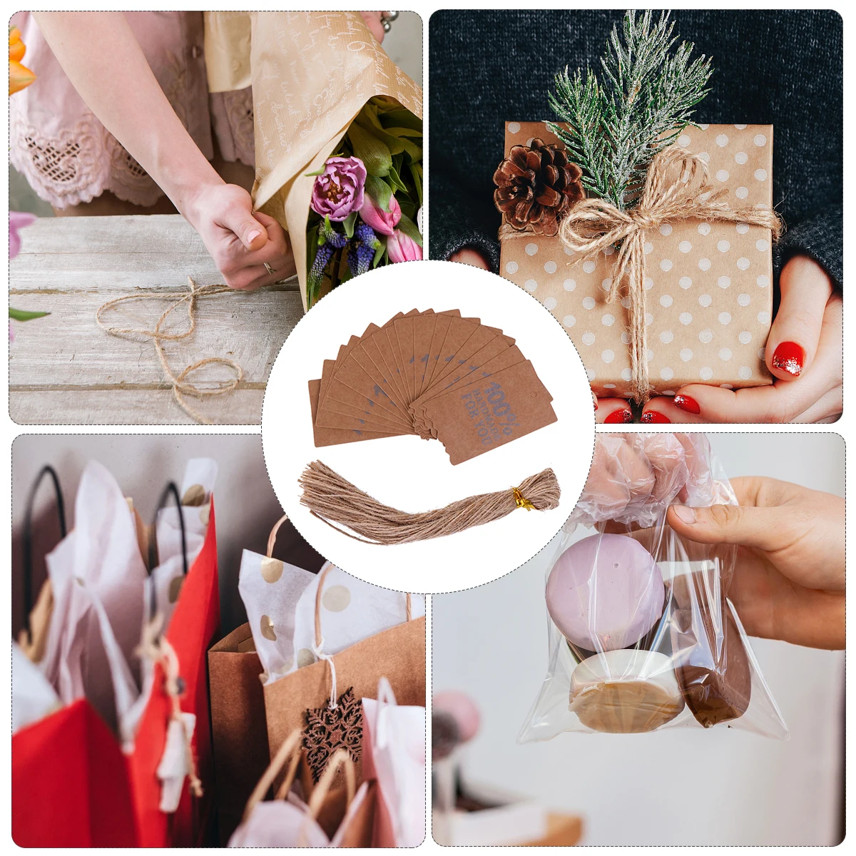 

Handmade Tags Paper Label Kraft Gift Cardboard Brown Merchandise Hangtag Hangtags