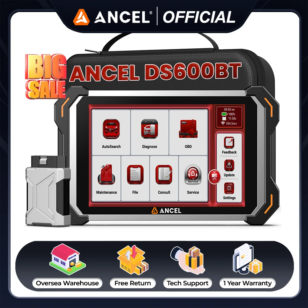 

ANCEL DS600 BT OBD2 Scanner ECU Coding CANFD DOIP 34+ Reset Bidirectional All System Car Diagnostic Tool Lifetime Free Update