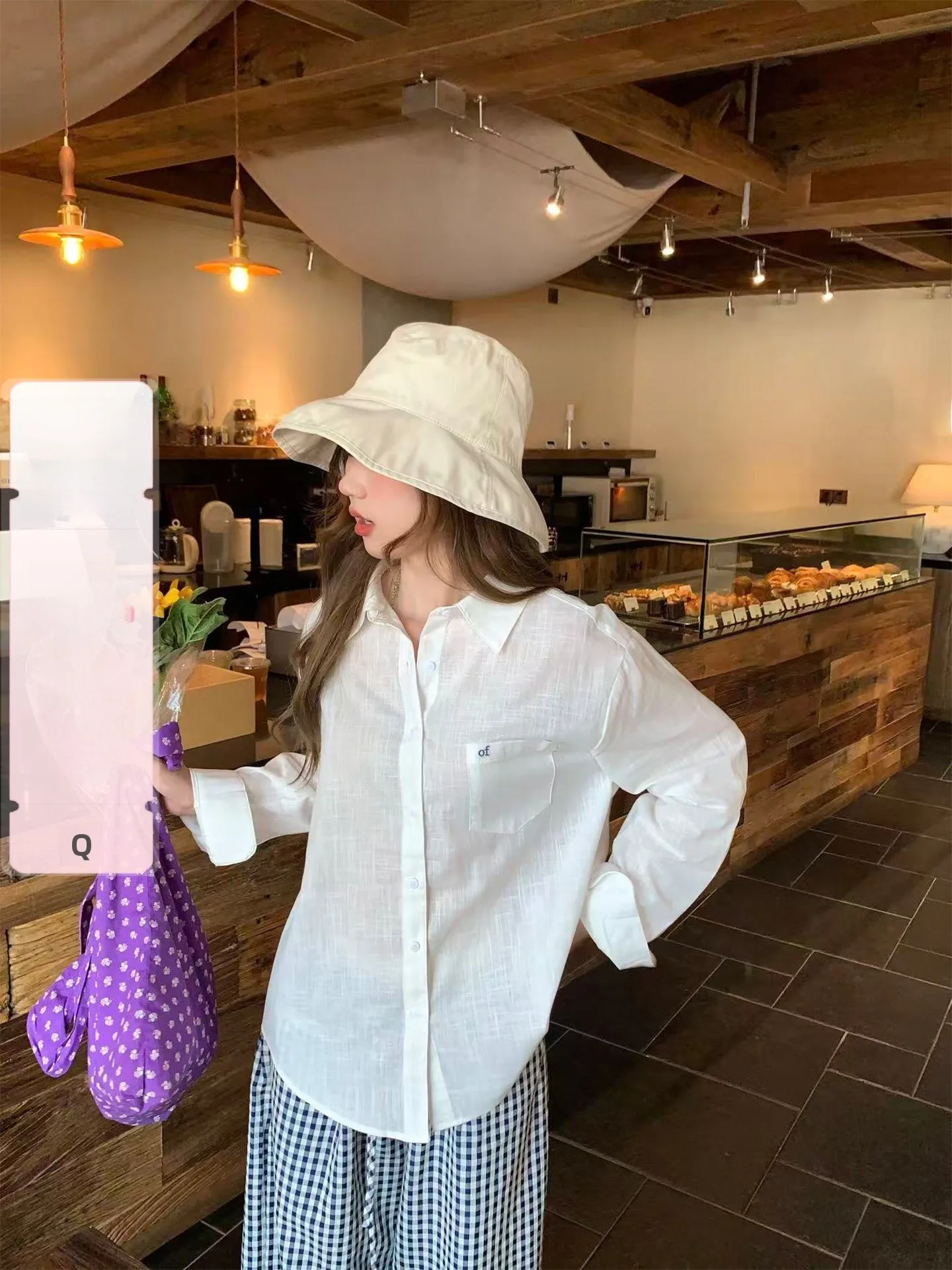 

Holli Korean Sle Artistic Long Sve Embroidered irt Women's Single ket Spring 2026 New Arrival Breathable Thin Fab...